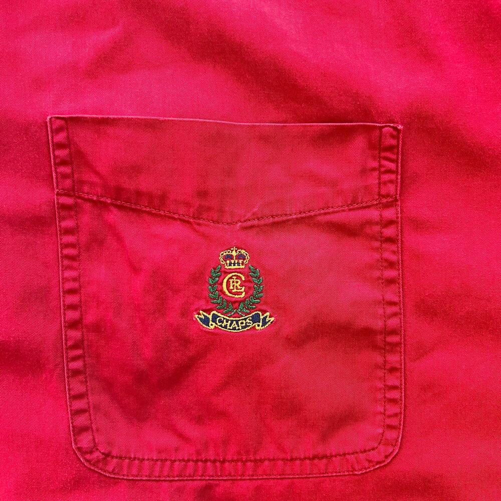 90s Vintage Chaps Ralph Lauren Crest Shirt Red M fits L 9.5/10 Collector Fade - Picture 4 of 7